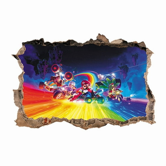 Mario Wall Stickers 3D wall stickers Children wall stickers Cartoon characters wall stickers Cartoon background wall decoration Birthday gift Children bedroom decoration 60*40CM