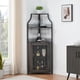thumbnail image 3 of 61-pulgada de altura dark wood industrial de esquina wine bar gabinete con 5 niveles adjustable estantes glass holder y mesh door para liquor y glasses, 3 of 8