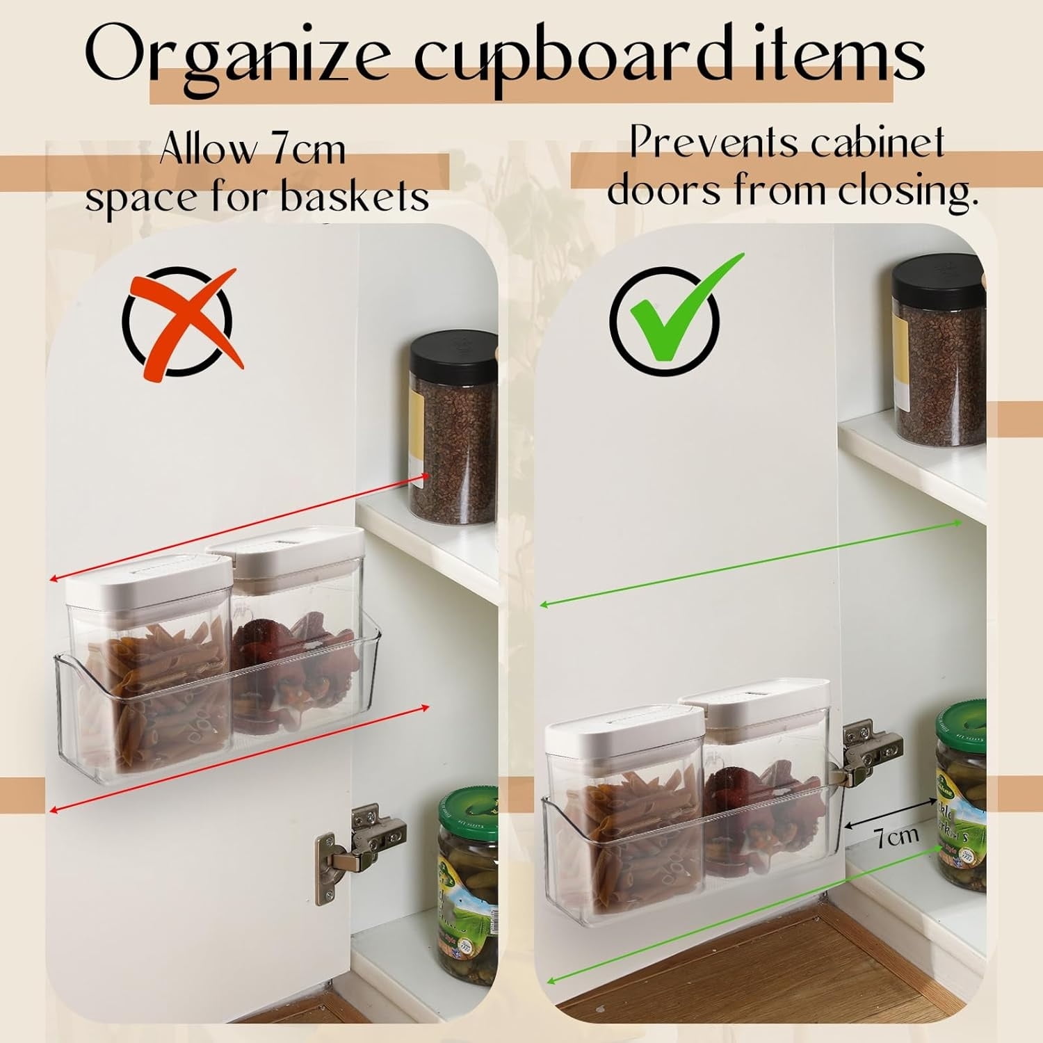 2 Pcs Wall Mounted Organizer Basket,Storage Organizer Bins,Self Adhesive Shower Caddy, Stackable Plastic Makeup Organizer, Clear Storage Shelves Organizing for Bathroom, Kitchen, Cabinet, Pantry