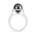 thumbnail image 2 of ANGARA Tahitian Cultured Pearl Halo Ring with Milgrain in 14K White Gold for Women | June Birthstone, Birthday, Anniversary, Jewelry Gift for Women | Pearl Ring, 2 of 5