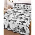 thumbnail image 3 of Quilts King Size Bedding Set, Farmhouse Country Lightweight Quilted Comforter, Black Vintage Trees Rustic French Garden Reversible Bedspread Coverlet with Pillow Covers for All Season, 96" x 106", 3 of 7