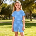 thumbnail image 5 of CYRBOKO Outfit Sets for Toddler Girls, Stretchy Elastic Waist Short Sleeve Summer Casual Loungewear Two-piece Sets Blue Size 4-5 T, 5 of 8