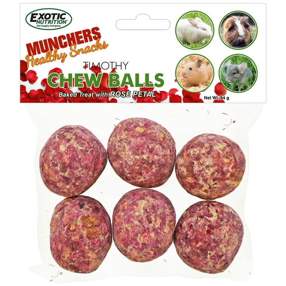 EXOTIC NUTRITION MUNCHERS ROSE PETALS & TIMOTHY CHEW BALLS