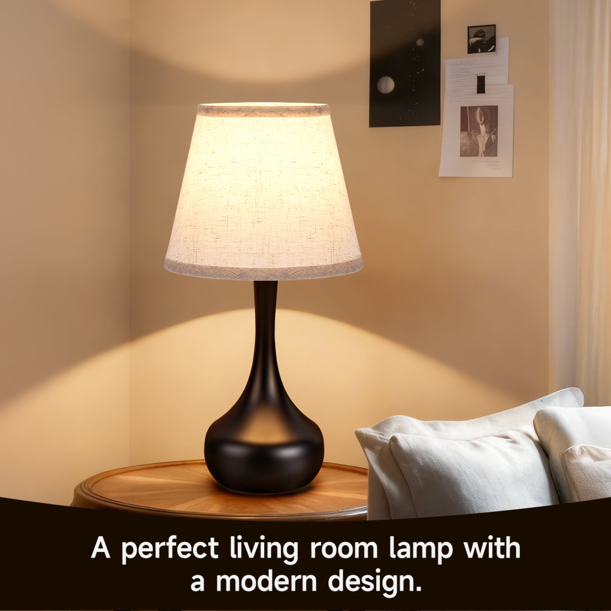 Leumius 3-Way Dimmable Set of 2 Small Bedside Lamps for Night Stands, Black LED Desk Lamps for Kids Room,Office,Living Room, End Table Black