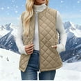thumbnail image 5 of successthop Womens Quilted Vest Solid Plus Size Outerwear Zip Up Sleeveless Waistcoat with Pockets Winter Warm Coat, 5 of 9