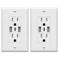 thumbnail image 1 of TOPGREENER Toma de Corriente USB Toma de Pared Tipo C de 3 Puertos, Enchufe de Receptáculo de 15 Amperios, Toma de Corriente de Carga con Puertos USB, Compatible con iPhone Serie 15 y Más, Listado UL,, 1 of 5