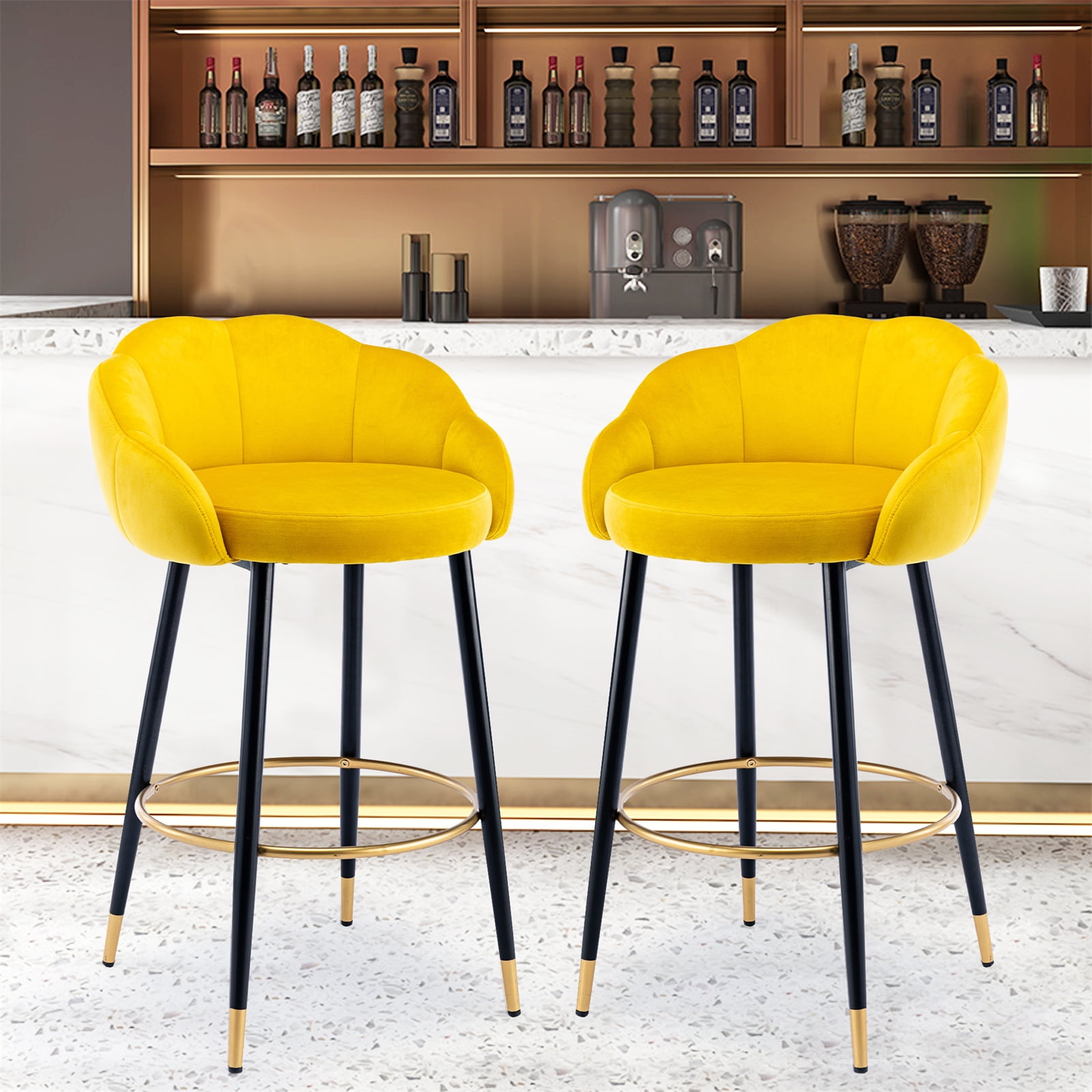 Counter Height Bar Stools Set of 2, Modern Upholstered Dining Chairs