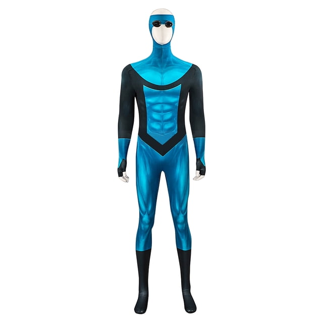 Disfraz de Superhéroe, Omni-Man / Mark Grayson Disfraz de Cosplay decon Capa y Máscara Accesorios de Cosplay Seguros para Niños para Fiestas de Cumpleaños y Disfraces (Adultos:S, Azul)