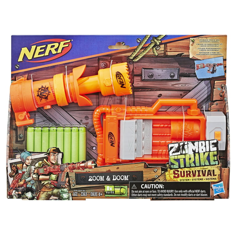 NERF Zombie Strike Survival Series NAILBITER: ZOOM & DOOM Blaster with –  JNL Trading