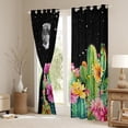 thumbnail image 3 of Manfei Cartoon Cactus Child Blackout Curtains Set of 2 (52x84 Each), Western Groovy Flower Window Curtains, Glitter Stars Moon Curtains and Drapes, Curtains and Drapes Decor, 3 of 6