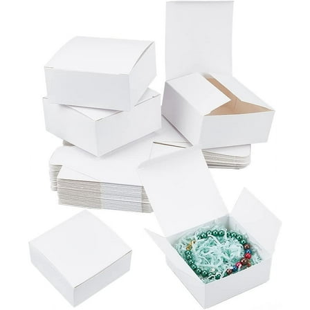 30pcs White Gift Box Small Paper Box 3.5x3.5x1.5 Inch Kraft Packing Cardboard Boxes Favor Treat Boxes Foldable Gift Jewelry Storage Case for Candy Soap Tea Light Wedding Mother's Day for diy
