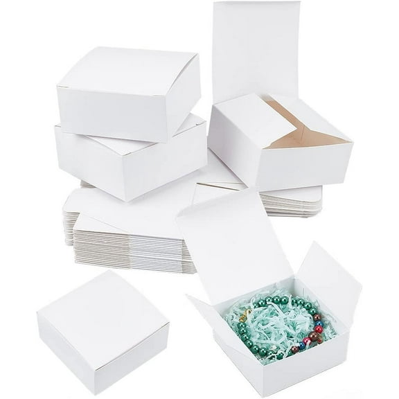 30pcs White Gift Box Small Paper Box 3.5x3.5x1.5 Inch Kraft Packing Cardboard Boxes Favor Treat Boxes Foldable Gift Jewelry Storage Case for Candy Soap Tea Light Wedding Mother's Day