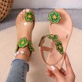 thumbnail image 5 of Summer Plus-size Ethnic Style Flower Clip-toe Beach Flat Sandals Summer Sandals for Women Green 41, 5 of 8