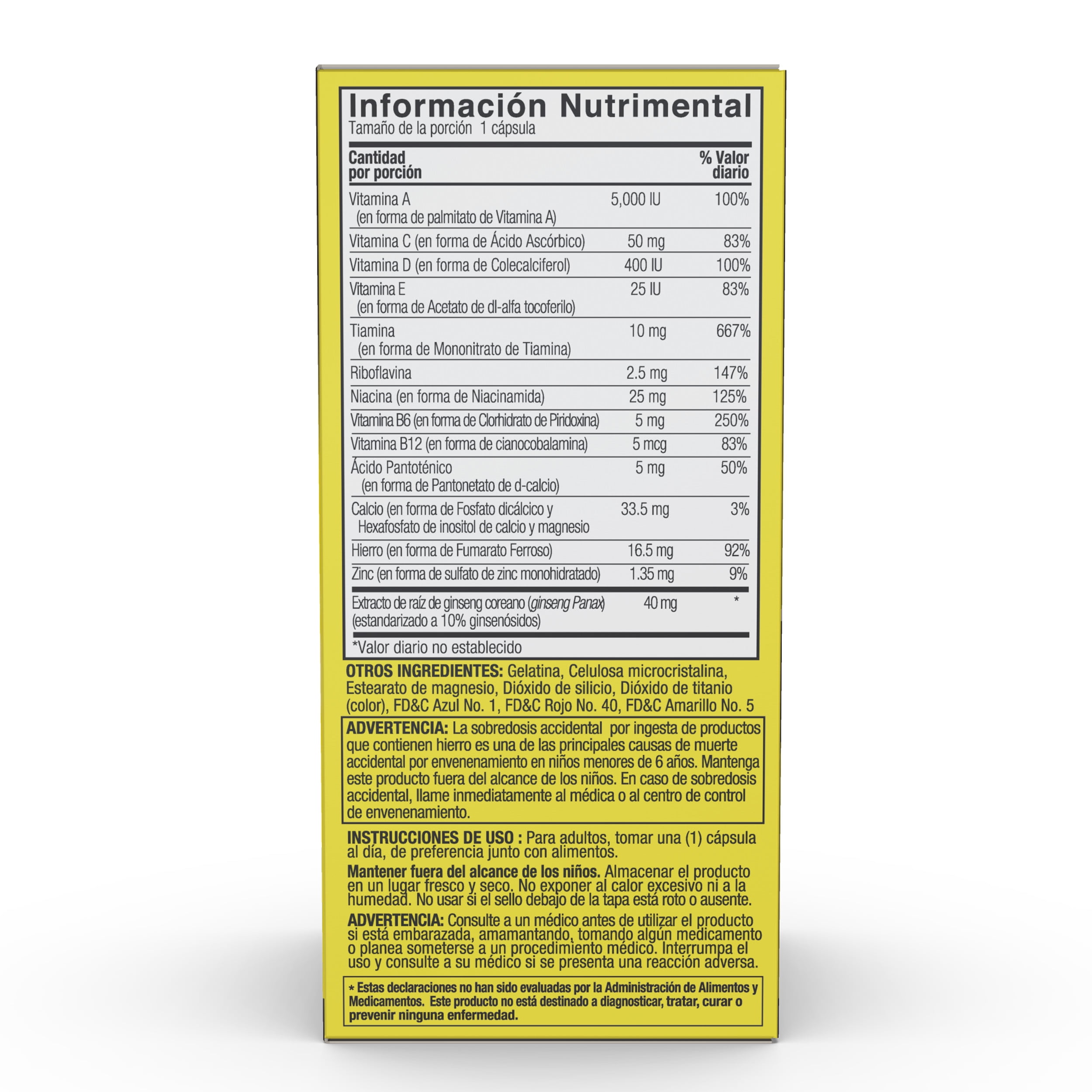Shot B Multivitamin Supplement with Ginseng Power, High Potency B Complex- Capsules, 50 Count