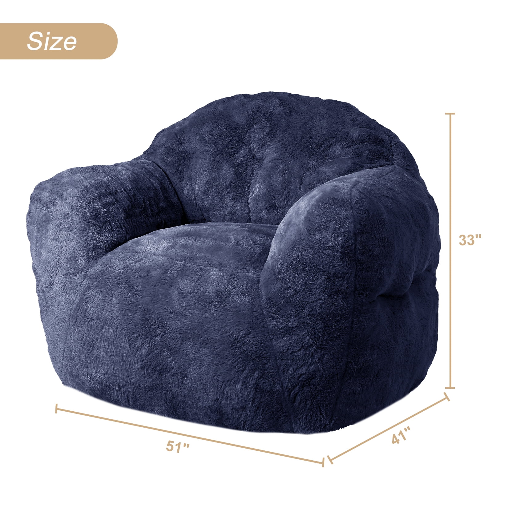 Extra Large Bean Bag Chair 39 Inch,Pre-Filled Plush Beanbag Sofa for Adults, Kids & Teens, Comfortable Lounge Chair for Bedroom & Living Room