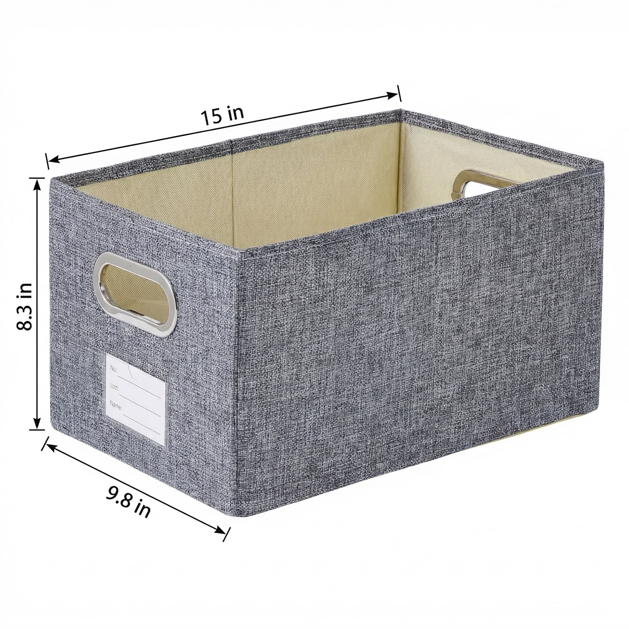 Unique Bargains Storage Bin with Handles for Shelves Closet Gray 9.8" x 15" x 8.3"