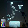 thumbnail image 1 of Lámpara de noche 3D con luz de jugador de baloncesto, lámpara de ilusión decorativa LED con control remoto y botón inteligente, 16 colores de luz cambiables con cable USB, regalo de, 1 of 5