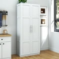 thumbnail image 2 of 70" Tall Pantry Cabinet, Wood Closet with 2 Doors and 3 Shelves, Modern Kitchen Storage with Adjustable Shelves, Space Saving Cupboard for Bathroom, 2 of 9