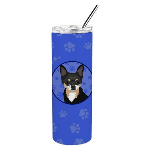 Carolines Treasures WDK1035TBL20 Chihuahua Tricolor Design2  Stainless Steel 20 oz Skinny Tumbler Blue 20 oz multicolor