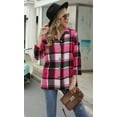 thumbnail image 4 of ONLYSHE Women Shacket Jacket Blouse with Pockets Flannel Plaid Top Shirt Coat Lapel Long Sleeve Tartan Outerwear, 4 of 5