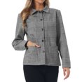 thumbnail image 4 of INSPIRE CHIC Cropped Shacket Plaid Jacket for Women Long Sleeve Fall Trendy Button Down Shirt with Pockets XS Black, 4 of 5