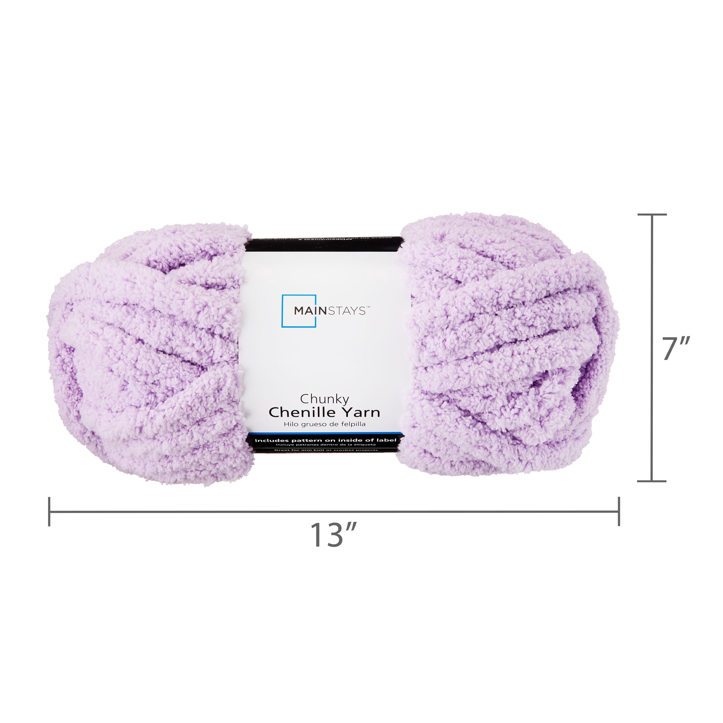 Mainstays Chunky Chenille Yarn, 31.7 yd, Lilac, 100% Polyester, Super Bulky