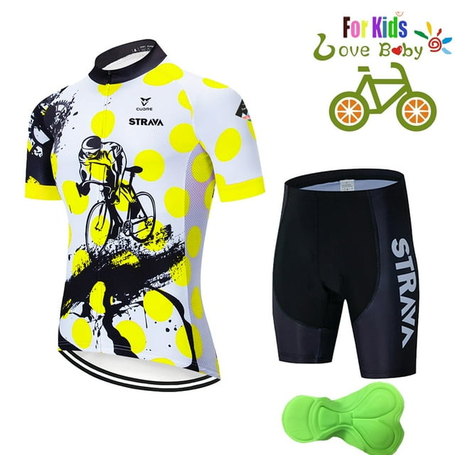 Ensemble de Maillot de Cyclisme pour Enfants Été avec Sangle, Ropa avec Coussin en Gel, Vtt Vélo Enfants Garçons