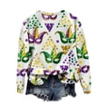 thumbnail image 6 of Gamivast Carnival Theme Shirts for Women Funny Mask Graphic Long Sleeve Drop Shoulder Sweatshirts Trendy Round Neck Party T-Shirt Mardi Gras Day Outfits, 6 of 6