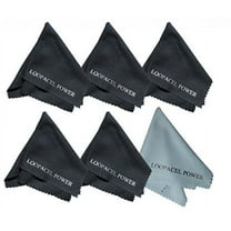 Loopacell 6 Microfiber Cleaning Cloths Ultra Smooth, 5 Black and 1 Light Blue