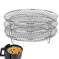 thumbnail image 1 of 8-Inch 3-Layers Air Fryer Rack Stackable Grid Grilling Rack Stainless Steel Round Rack fWV2466, 1 of 5