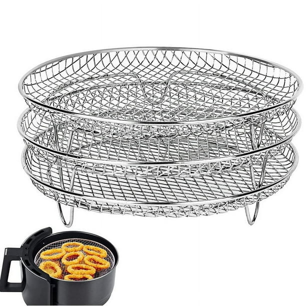 Rejilla para Freidora de Aire de 8 Pulgadas y 3 Rejilla Apilable Rejilla para Asar Rejilla Redonda de Acero Inoxidable para el Hogar Cocina Horno Cocina