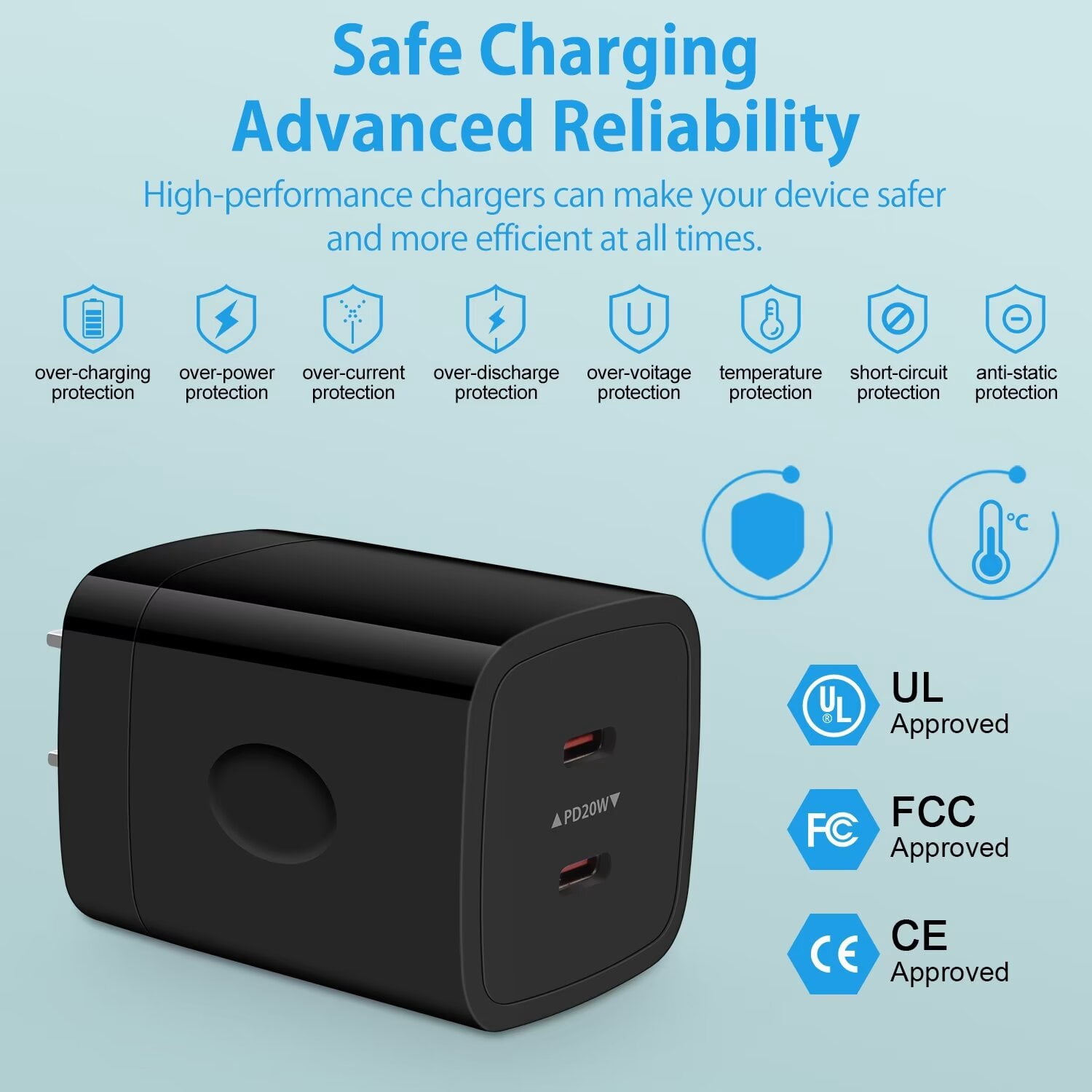 USB C Charger,AILKIN 40W PD 2PACK USB C Charger Block with 2PACK USB C Cables 10ft Type C Charger 10ft USB C Block Plug for Phone 15 Charger Block Usb C,Black