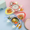 thumbnail image 2 of EIMELI Children‘s Aircraft Dinner Plate Removable and Washable Creative Cartoon Divided Dinners Plates Stainless Steel Material, 2 of 9
