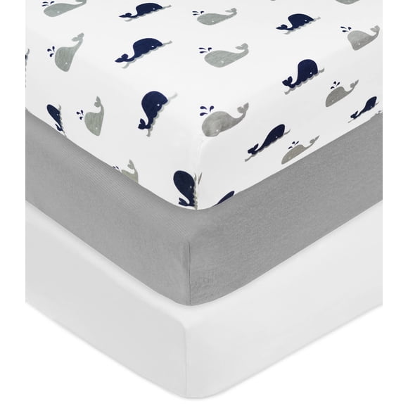 Paquete de 3 sábanas ajustables para cuna de American Baby Company, 132 x 71 cm