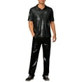 thumbnail image 2 of INSPIRE CHIC Sequin Polo Shirts for Men's Short Sleeve Sparkle Glitter Prom 70s Disco Party Polo S Black, 2 of 4