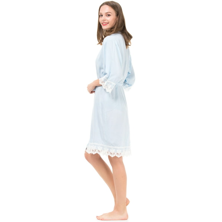 Mr Mrs Right Bridesmaid Robes For Woman Soft Cotton 5 sets of 1 White Bride 4 Light Blue
