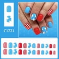 thumbnail image 2 of 4th Of July Independence Day French Tip Press-On Nails, Almond,Red White Blue, Short, 24 Count,D, 2 of 10