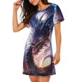 thumbnail image 2 of Easygdp Style Urbain Dragon Coloré pour Chemise de Nuit Femme Manches Courtes Chemise Décontractée Imprimée, 2 of 6