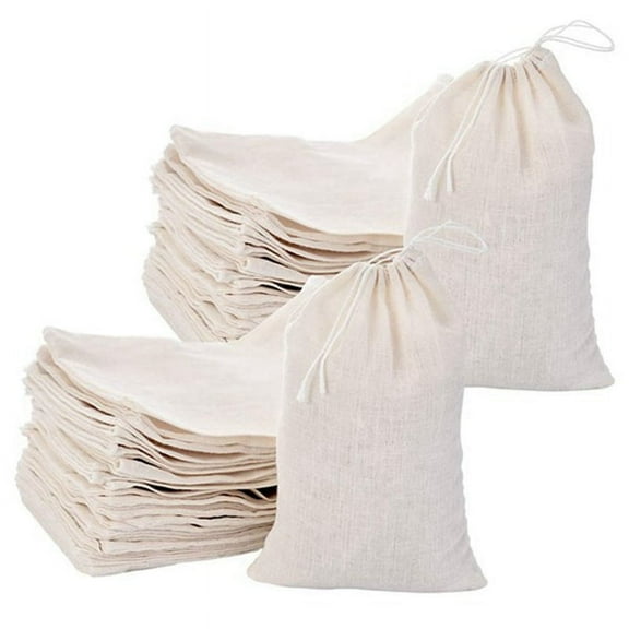 50 Pack Cotton Muslin Bags Drawstring Bags for Tea Jewelry Wedding Favors Storage (4 x 6 Inches)
