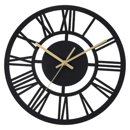 Uxcell Vintage Wall Clock 12 Inch, Ornate Metal Clock Silent Non-Ticking Roman Numerals Elegant Farmhouse Living Room Bedroom Office Decor, JSCC011