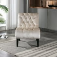 thumbnail image 2 of Tcbosik Accent Armless Chair, Upholstered Velvet Living Room Chair with Button Tufted Back, Comfy Lounge Chair for Bedroom, Beige, 2 of 9