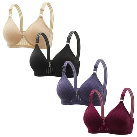 Lisbinx Nursing Bras 4PC Woman s Embroidered Glossy Comfortable Breathable Bra Underwear No Rims Sales Today Clearance