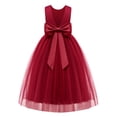 thumbnail image 2 of Oudiya Flower Girls Dress Bowknot V-Back Formal Pageant Ball Gown Party Wedding Tulle Long Dresses, 4-12Y, 2 of 6