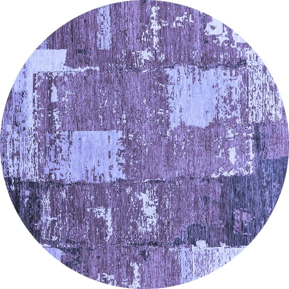 Ahgly Company Indoor Round Patchwork Blue Transitional Area Rugs, 4' Round