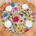 thumbnail image 2 of Pioneer Flower Floral Print Pattern Round Fitted Tablecloth with Elastic Edge,Dining Table Cover Waterproof,Outdoor Round Tablecloth for Camping,Dining,Indoor and Outdoor, 2 of 7