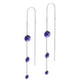 thumbnail image 2 of Graduated Tiers Purple Cubic Zirconia Sterling Silver Threader Earrings, 2 of 5