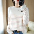 100 Cotton Knitted Sweater Women‘s Sweater Striped Color Matching