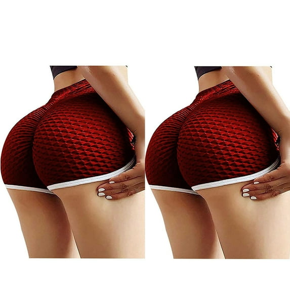Lilgiuy 2pc Women's Workout Shorts Scrunch Booty Yoga Pants Running Compression Exercise Middle Waist Butt Lifting Leggings