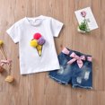 thumbnail image 2 of Outfits For Little Girls Toddler Kids Baby Summer Ice Cream Topsripped Denim Shorts Set Outfit Suit 3 Years-4 Years, 2 of 8