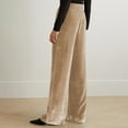 thumbnail image 5 of Dyfzdhu Women Velvet Pants Trendy Solid Color Pleuche Wide Leg Pants Loose Trousers Beige, 5 of 9